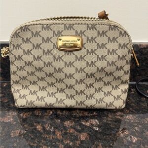 Michael Kors Tan and Brown Logo Crossbody Bag